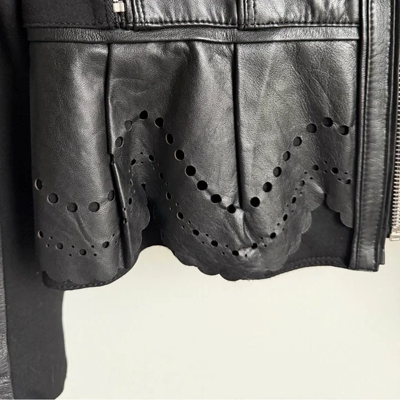 White House Black Market Black Leather Moto Biker Jacket - Picture 4 of 6